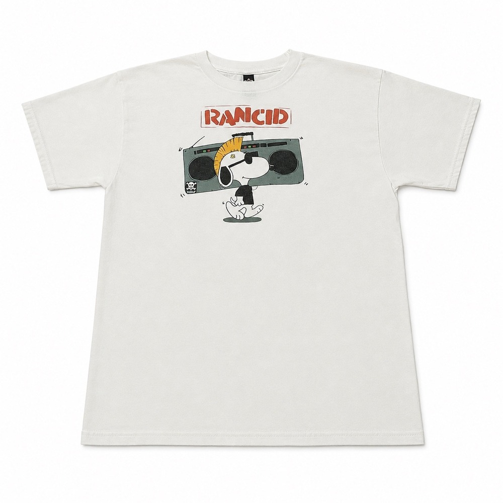Rancid Punk Rock Snoopy Peanuts Graphic T-Shirt White Mens Large